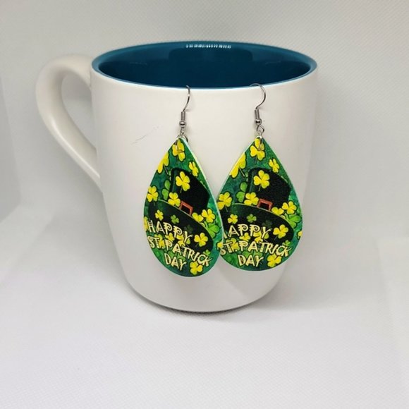 Unbranded Jewelry - St. Patrick's Day Water Drop Dangle Earring Green Yellow 2.28" Drop New